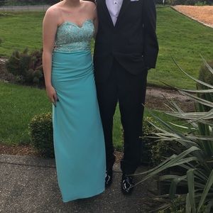 Dave and Johnny Teal Prom Dress